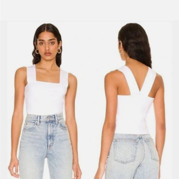 House of Harlow 1960 Tops - House Of Harlow 1960 Compression Knit Square Neck Tank in Desert Mist